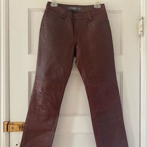 GAP genuine leather boot cut brown/burgundy SIZE 2 pants with a polyester lining